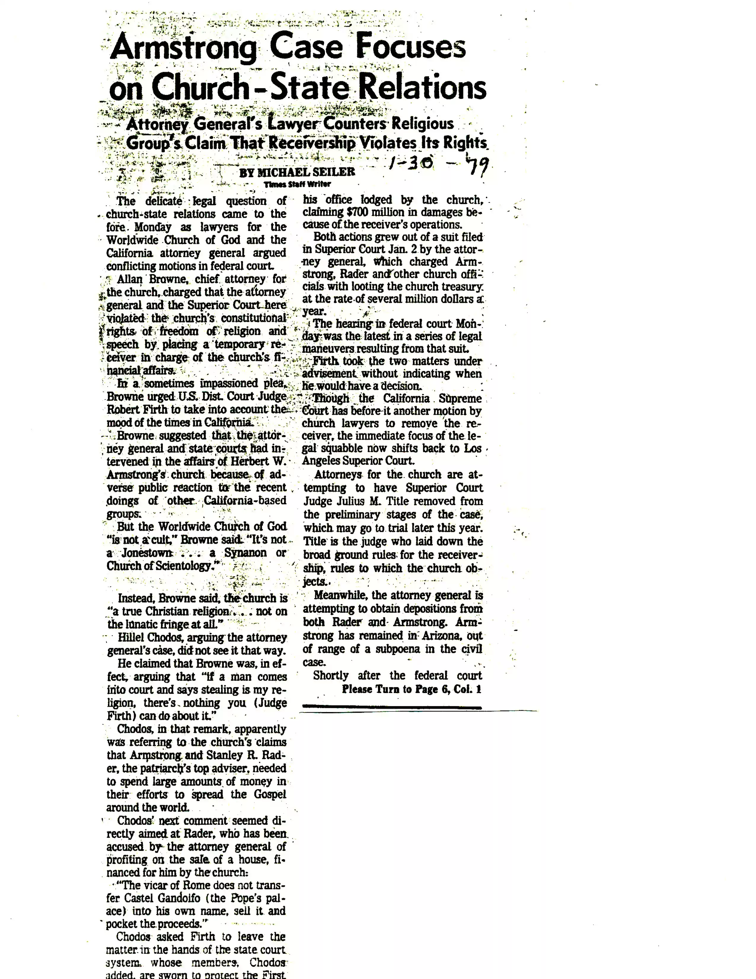 1. LA Times, 1-30-79